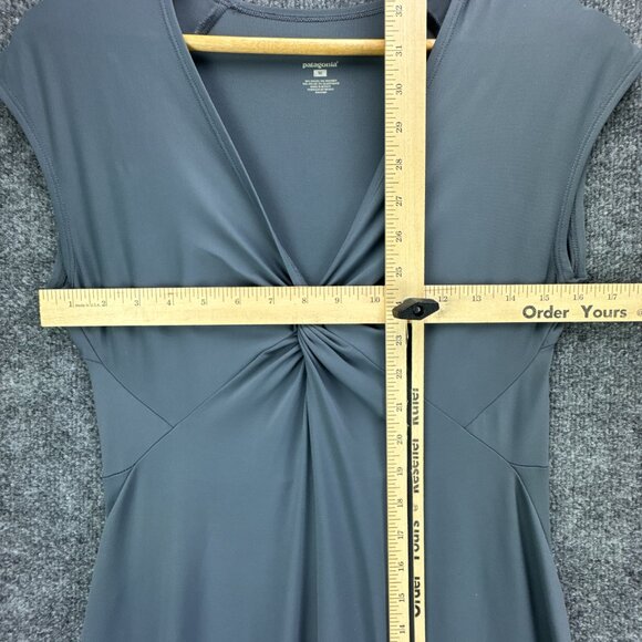 Patagonia Bandha Twist Front Dress Womens Medium Gray Stretchy Flowy‎ Cap Sleeve - Picture 10 of 13